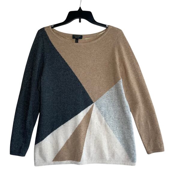 Cashmere Sweater Relaxed Fit Colorblock Boxy - Picture 2 of 6